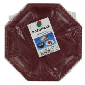 ASSIETTE PLASTIQUE OCTOGONALE D.24 CM BORDEAUX