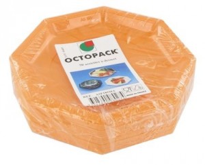ASSIETTE PLASTIQUE OCTOGONALE D.18.5 CM MANDARINE