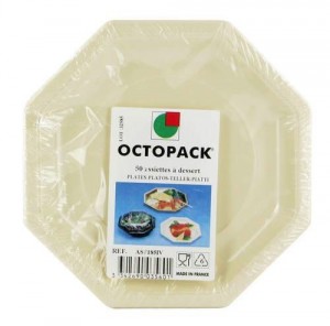 ASSIETTE PLASTIQUE OCTOGONALE D.18.5 CM IVOIRE