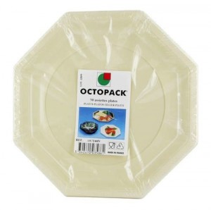 ASSIETTE PLASTIQUE OCTOGONALE D.24 CM IVOIRE