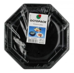 ASSIETTE PLASTIQUE OCTOGONALE D.24 CM NOIRE