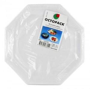 ASSIETTE PLASTIQUE OCTOGONALE D.24 CM BLANCHE