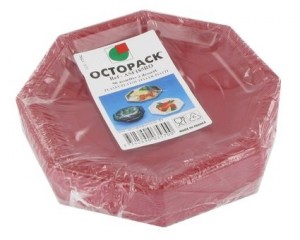 ASSIETTE PLASTIQUE OCTOGONALE D.18.5 CM ROUGE