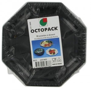 ASSIETTE PLASTIQUE OCTOGONALE D.18.5 CM NOIRE