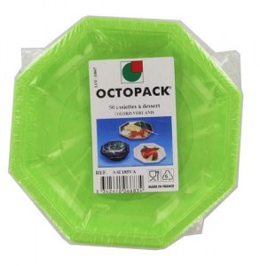 ASSIETTE PLASTIQUE OCTOGONALE D.18.5 CM VERT ANIS
