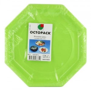 ASSIETTE PLASTIQUE OCTOGONALE D.24 CM VERT ANIS