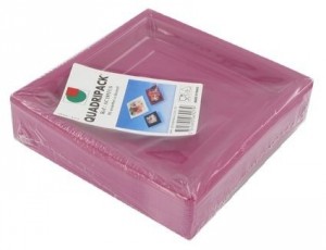 ASSIETTE PLASTIQUE CARREE 18.5 CM FUSCHIA