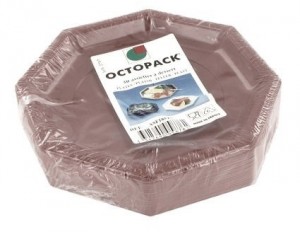 ASSIETTE PLASTIQUE OCTOGONALE D.18.5 CM CHOCOLAT