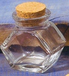 ENCRIER VERRE TRANSPARENT BOUCHON LIEGE