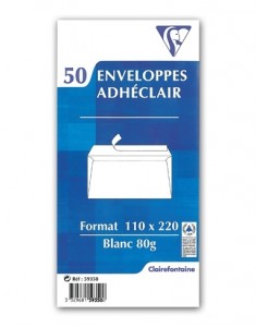ENVELOPPE BLANCHE 80 G 110 X 220 MM AUTO-ADHESIVES