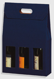 ETUI 3 BOUTEILLES KRAFT BLEU