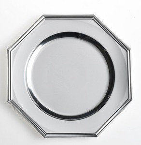 SOUS-ASSIETTE OCTOGONALE PLASTIQUE ARGENT P/3