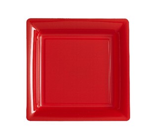 ASSIETTE CARREE PLASTIQUE ROUGE P/12