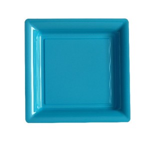ASSIETTE CARREE PLASTIQUE TURQUOISE P/12