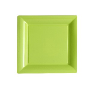 ASSIETTE CARREE PLASTIQUE VERT ANIS P/12