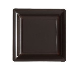 ASSIETTE CARREE PLASTIQUE CHOCOLAT P/12