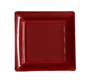ASSIETTE CARREE PLASTIQUE BORDEAUX P/12