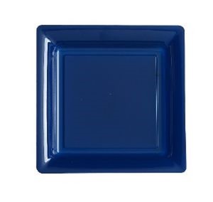 ASSIETTE CARREE PLASTIQUE BLEU MARINE P/12