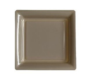 ASSIETTE CARREE PLASTIQUE TAUPE P/12
