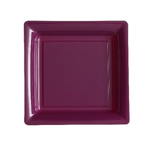ASSIETTE CARREE PLASTIQUE AUBERGINE P/12