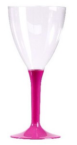 VERRE A VIN PIED FUSCHIA P/10