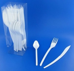 SET COUVERTS PLASTIQUE BLANC P/10
