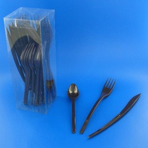 SET COUVERTS PLASTIQUE CHOCOLAT P/10