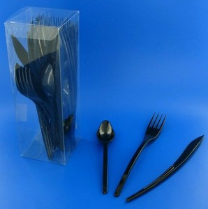 SET COUVERTS PLASTIQUE NOIR P/10
