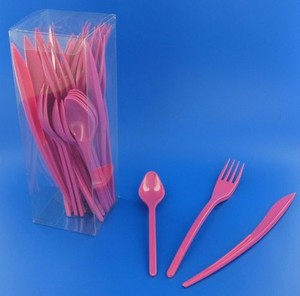 SET COUVERTS PLASTIQUE FUSCHIA P/10