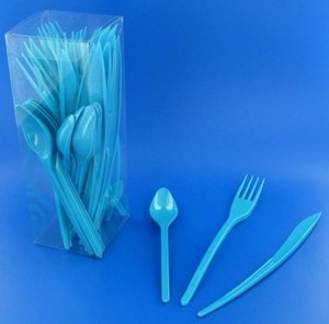 SET COUVERTS PLASTIQUE TURQUOISE P/10