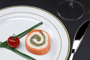 ASSIETTE PLASTIQUE RONDE LUXE BLANC/OR